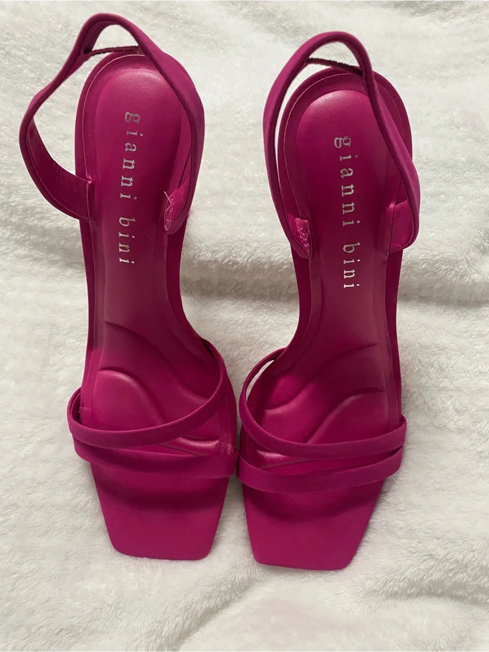 Gianni Bini Fuchsia Strappy Square-Toe Slingback Heels